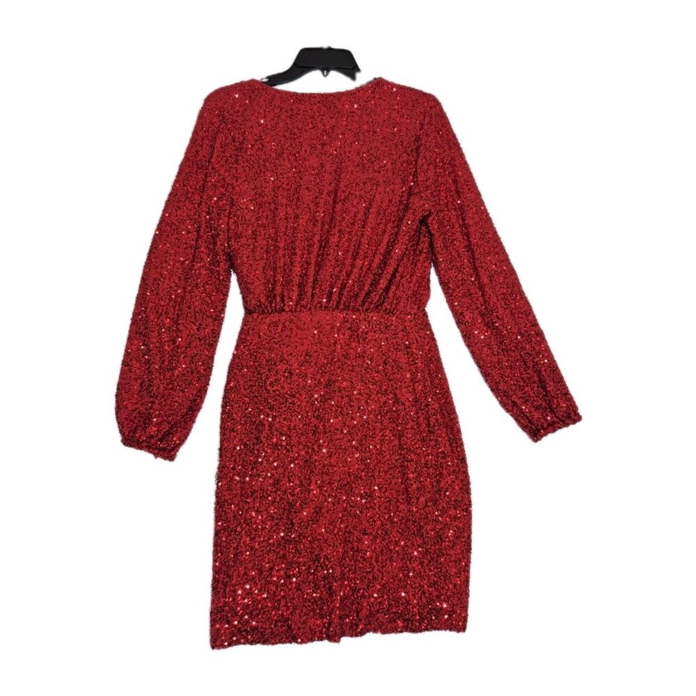 Never Fully Dressed Women's Dress Size 2 Red Sequin Mini Wrap Dress (06) - Picture 2 of 12